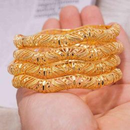 4Pcs Dubai Bangles Africa Gold Bangles For Women Men Gold Color Bracelets African Wedding Bride Bangles Bracelets Jewelry Gift 2104807002