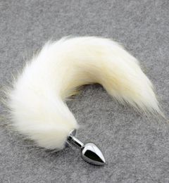 Erotic White Fox Tail Metal Anal Plug Faux Tail Butt Plug Animal RolePlay Cat Tail Cosplay Sex Products Sex Toys for Woman 0705584000