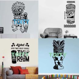 Stickers Wall Decal Tiki Bar Totem Hawaii Aloha Traditional Statue Polynesia Tribal Decor Vinyl Stickers Mural Wallpaper Decor