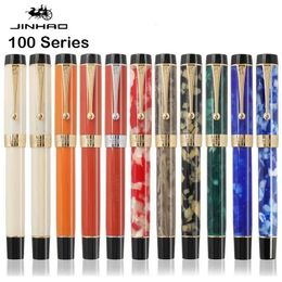 JINHAO 100 Centennial Resin Fountain Pen Nib Fine 18KGP Golden Clip Business Office Gift Pen Stationary School Supplies PK 9019 240425