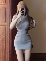 Casual Dresses Style Summer Korean Skirt For Slim Fit Hanging Neck Dress Plus Size Elegant Female Spicy Girl Off Shoulder Trendy Clothes