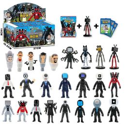 Action Toy Figures 1pcs Skibidi Toilet Figure Set Toilet Man VS Monitor The Audio and Camera Man Titan Speakerman Action Figurines Blind Bag Card T240506