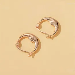 Hoop Earrings Women's Durable And French Exquisite Gold Vintage Metal Sculpted Face Oval Lazy