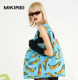 Fashion Banana Printing Foldable EcoFriendly Shopping Bag Tote Folding Pouch Handbags Convenient Largecapacity for Travel Grocer5712270