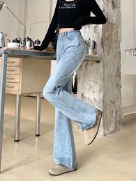 Women's Jeans WCFCX STUDIO High Waist Women Trumpet Full Length Female Lady Streetwear Slim Denim Stretch Fashion Trousers