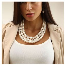 Multi layered fashionable and exaggerated pearls for women, pearl necklace, collarbone, multi-layer necklace