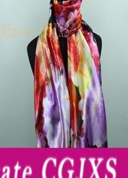 9styles Lavender Red Black Lily Flower Women 039 S Fashion Satin Oil Painting Long Wrap Shawl Beach Silk Scarf 160x50cm S82 S91025744