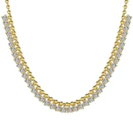 Chains STL S925 Sterling Silver Necklace With Gold Zircon Inlaid Wedding Feast Design For Women