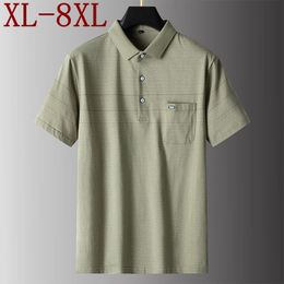 8XL 7XL 6XL Summer High Quality 100 Cotton Polo Shirt Men Short Sleeve Lapel Mens Shirts Casual Loose Tshirt Man Clothing 240416