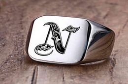 Vnox Retro Initials Signet Ring for Men 18mm Bulky Heavy Stamp Male Band Stainless Steel Letters Custom Jewellery Gift for Him3773625