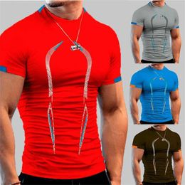 Men's T-Shirts Mens compression sports shirt short sleeved fitness top mens quick drying running sports shirt mens sports shirt J240506