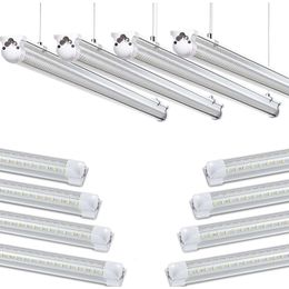 Skymoatled 8Pack 8FT LED Shop Light Garage Light - 100W 5000K Daylight White 15500LM Super Bright - Hanging or Surface Mount - Plug and Play - Linkable T8 LED Tube Lights