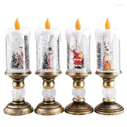 Table Lamps Y Christmas Nightlight Luminous Candle Decoration Snowman Theme Drifting Snow Crystal Ball Lamp Gift