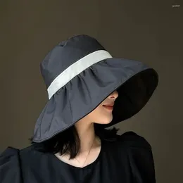 Wide Brim Hats Cloth Sunscreen Fisherman Hat Foldable Adjustable Visor Cap Sun Protection Large Women Bucket Ladies