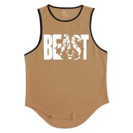 Men's Tank Tops Gym Mens Mesh Casual Running Vest Fashionable Fitness Sports Sveless Quick Drying Vest Athletic Wear Fitness Items Y240507