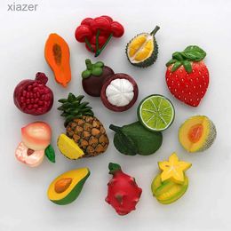 Fridge Magnets Bionic fruit refrigerator with 3D fridge magnets pineapple bamboo avocado papaya strawberry durian cherry carambola home dcor WX