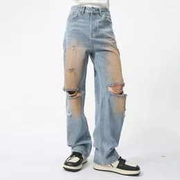 Men's Jeans 2024 Ripped Denim Baggy Full Length Vintage Straight Wide-leg Pants America Casual Streetwear Male Clothing Trousers