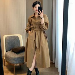 Women's Trench Coats S-L Women Jacket Belt Long Spring Autumn Fashion Casual Elegant Slim Loose Oversize Windbreaker Coat Business Office