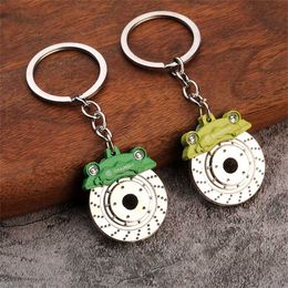 Keychains Lanyards Creative Wheel Rim Keychain Metal Racing Brake Disc Keyring Car Motorcycle Key Chain Souvenir Gift Waist Buckle Bag Pendant