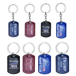 US Keychain Favor Party Trump 2024 President Election Flag Pendant Stainless Steel Tags I'll Be Back Keyring