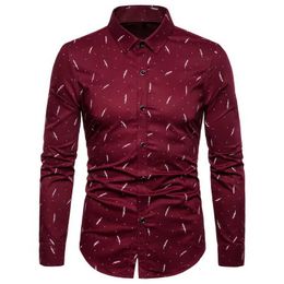 Men's Dress Shirts New High Quality Cotton printing Men Social Dress Shirts Long Sled Classic Slim Elegant Formal Shirt For Blouses Clothes d240507