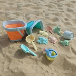 Strandleksaker vatten spel set folding hink sommar leksaker barn utomhus roliga strandtillbehör strand spel leksaker barns gåvor 240424