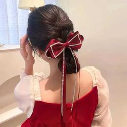 Andere elegante Strasssteine Big Bogen Haarnadeln für Mädchen Band Langer Quasten Strass Stirnband Haarklammern Zubehör Haarclip für Mädchen