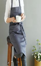 Nordic wind polyester cotton waterproof apron Coffee shops and flower shops work cleaning aprons for woman washing daidle bib LJ203943937