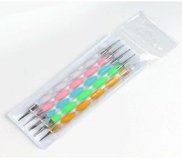 2way Dotting Pen Marbleizing Tool Nail Polish Paint Manicure Dot Nail Art Set 5colors6523213