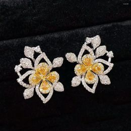 Stud Earrings CNZX2024 Fine Jewelry Solid 18K Gold Nature Yellow Diamonds 0.44ct Female Studs For Women Holiday's Presents