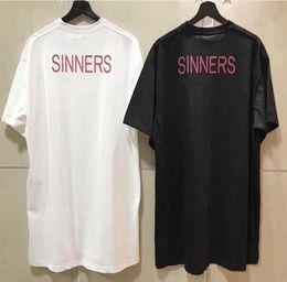 18ss Fashion High Quality Letter Printing Men Women Sinners Golden Print T Shirt Casual Cotton Tee Top5627752