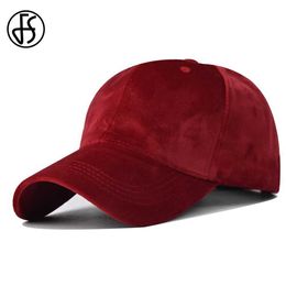 Ball Caps FS Wine Red Smooth Corduroy Stylish Cap Outdoor Sun Shade Face Caps For Men Adjustable Warm Women Baseball Hat Gorras Hombre Y240507