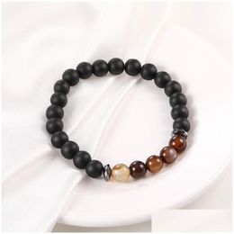 Beaded Minimalist 7 Chakra Nce Yoga Beads Bracelet For Men 8Mm Tiger Eye Natural Stone Agate Hematite Charms Lava Bracelets Stretch Dr Dhhlh