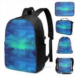 Backpack Funny Graphic Print Space Galaxy Pattern USB Charge Men School Bags Women Bag Travel Laptop