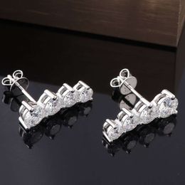 Ice Out Vvs Round Brilliant Cut Diamond Moissanite Stud Earrings for Women 10k 14k 18k White Gold Bridal
