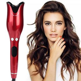 Curling Irons Rose shaped multifunctional LCD curling iron professional curler automatic rotating ceramic Q240506
