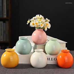 Vases 1PC Mini Ceramic Vase Nordic Style Dry Flower Ornaments Simulation Flowers Arrangement Home Bedroom TV Cabinet Decoration