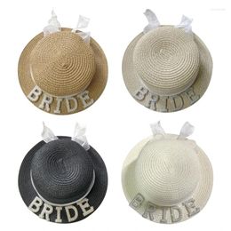 Wide Brim Hats Bride Sun Hat Bachelorette Party Straw Boater Women Pearl