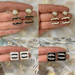 Luxury Brand Letter Earrings Designer Stainless Steel Studs Eardrop Famous Women Crystal Pearl Earring Birthday Party Jewelry Wedding Gifts