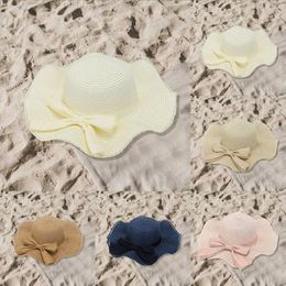 Wide Brim Hats Women Sun Hat 2024 Summer Straw Bowknot Floppy Panama Female Elegant Outdoor Foldable Beach Cap