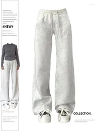 Women's Pants Women Grey Baggy Vintage Harajuku Y2k 90s Retro Oversize Sweatpants High Waist Wide Jogger Trousers 2000s Clothes 2024