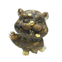 Decorative Figurines 1pc Natural Crystal Gravel Resin Cured Q Version Siberian Tiger Family Living Room Healthy Art Decoration Feng Shui