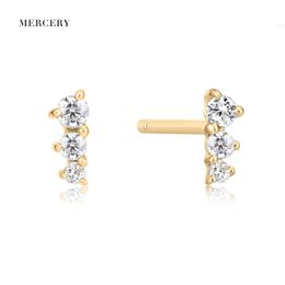 Mercery Fashion Jewelry 14k Solid Gold Stud Earrings Irregular Shine Diamond for Women and Men