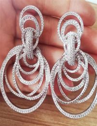 missvikki Luxury Indian Dubai African Many circles Drop Earrings for Noble Women Bridal Wedding Jewelry Full Clear CZ Earrings 2106683620