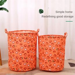 Storage Bags Print Laundry Basket Portable Foldable Home Bag Cotton Linen Hamper For Kids Toys Dirty Clothes