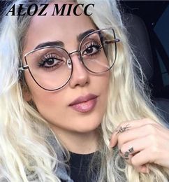 ALOZ MICC High Quality Oversize Women Metal Cat Eye Glasses Frame Brand Designer Fashion Men Clear Lens Eyeglasses UV400 A1502843214
