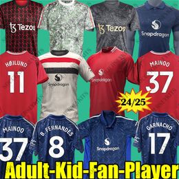 3XL 4XL Manchestee United 24 25 MAINOO HOJLUND CASEMIRO soccer jerseys GARNACHO RASHFORD Fans Player version FERNANDES MOUNT football shirt 2024 2025 kids set