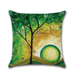 Cushion/Decorative Cushion Cover 45 x 45 cm Cotton Linen Abstract Tree Cushion Cover Waist Throw Case for Home Sofa Bedroom Decoration