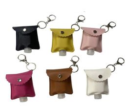 Sanitizer Holder PU leather Hand Sanitizer Bottle Holders Lip Cover Handbag Keychain Printing Chapstick Holder 30ml2040719