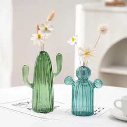 Vases Transparent Cactus Glass Shaped Vase Hydroponic Plant Flower Arrangement Crafts Creative Pot Simple Table Decoration